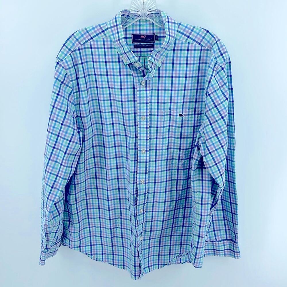 Vineyard Vines Classic Fit Tucker Shirt plaid long sleeve shirt sz L